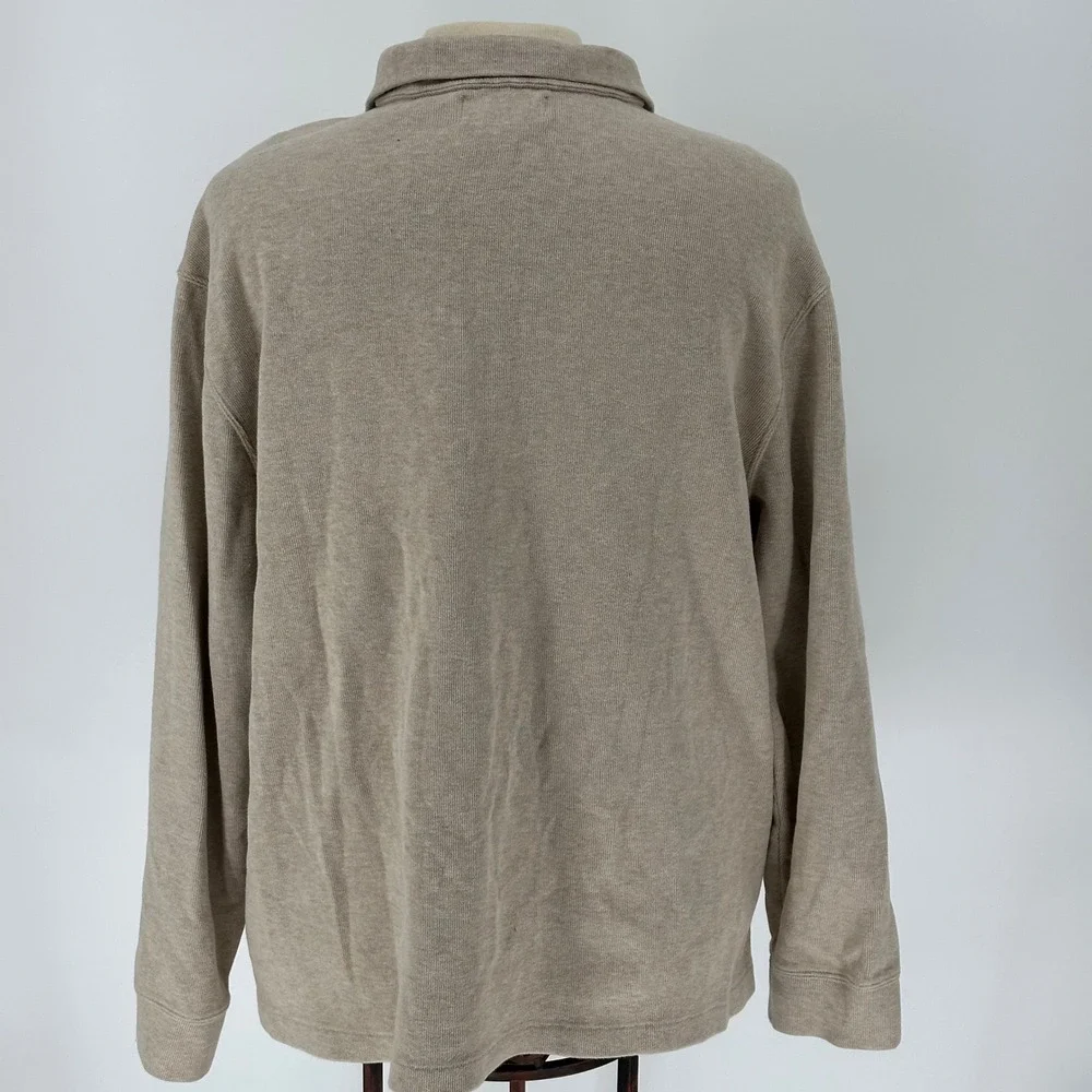 Vtg Polo Ralph Lauren XXL Beige Cotton Quarter Zip‎ Pullover Sweater Heritage